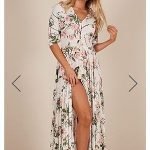 White floral maxi dress